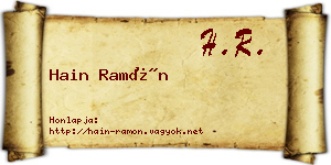 Hain Ramón névjegykártya